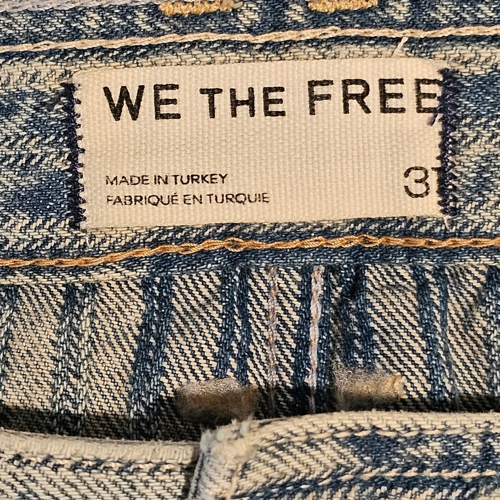 We The Free Free People Brette Wide Leg Cropped Jeans Light Wash Pin Striped 31 - Picture 8 of 11